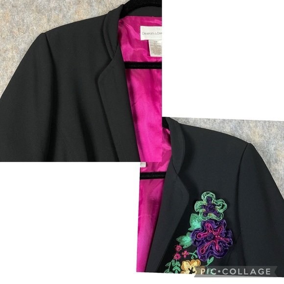 Draper's & Damon's Colorful Fun Embroidery Ribbon Flower Accent Blazer - Sz 12P - Picture 7 of 16